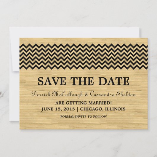 Invitation Ebony Rustic Chevron Enregistrer l'Invitation de d (Devant)