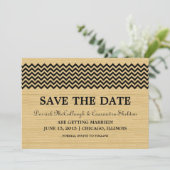Invitation Ebony Rustic Chevron Enregistrer l'Invitation de d (Debout devant)