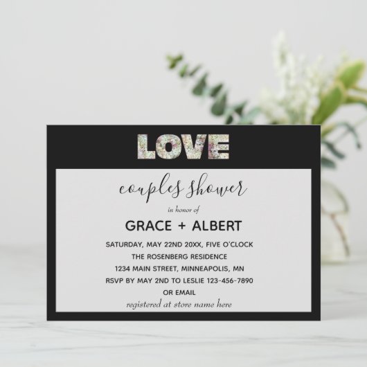 Invitation Ebony Vanilla fraise Hydrangeas Couples Douche (Debout devant)