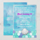 Invitation Écailles de Sirène de Mer à l'aquarelle (Devant / Derrière)