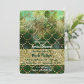 Invitation Écailles de sirène vertes et dorées Glam douche de (Debout devant)