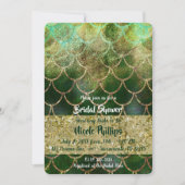 Invitation Écailles de sirène vertes et dorées Glam douche de (Devant)