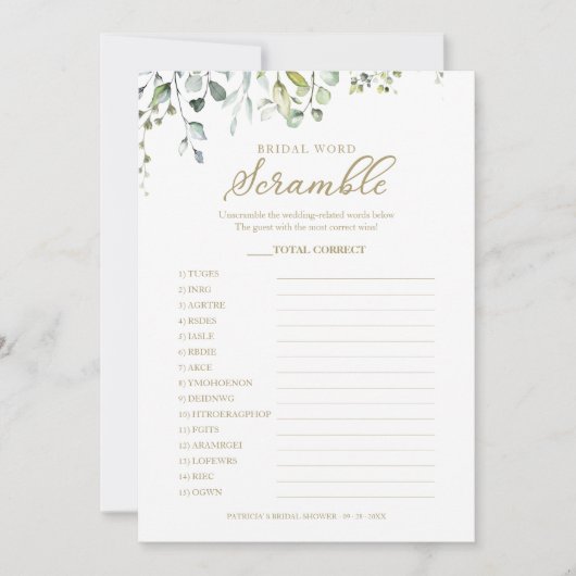 Invitation Écalyptus vertes jeu de mots nuptiale (Devant)