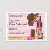 Invitation Écart de Baby shower de fille (Devant / Derrière)