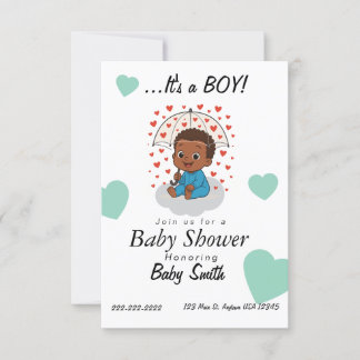 Invitation Écart de baby shower du prince noir