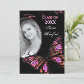 Invitation Écart de graduation - Papillon - Insertion photo - (Debout devant)