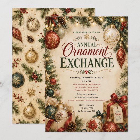 Invitation Échange annuel d'ornements (Devant / Derrière)