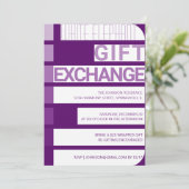 Invitation Échange Cadeau Blanc Stripe Échange Cadeau Fête de (Debout devant)