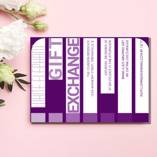 Invitation Échange Cadeau Blanc Stripe Échange Cadeau Fête de