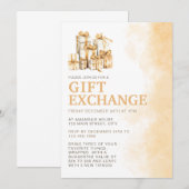 Invitation Échange cadeau de couleur d'eau neutre de Noël (Devant / Derrière)