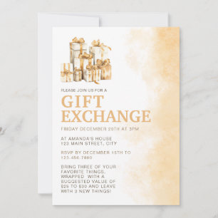 Invitation Échange cadeau de couleur d'eau neutre de Noël