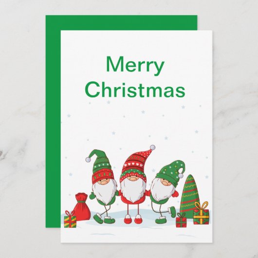 Invitation Échange cadeau de Noël Gnome (Devant / Derrière)