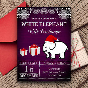 Invitation Échange cadeau de Noël White Elephant
