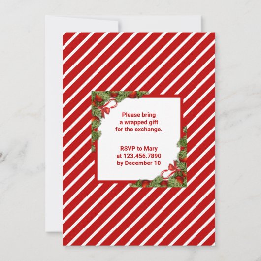 Invitation Échange cadeau de Noël White Elephant (Dos)