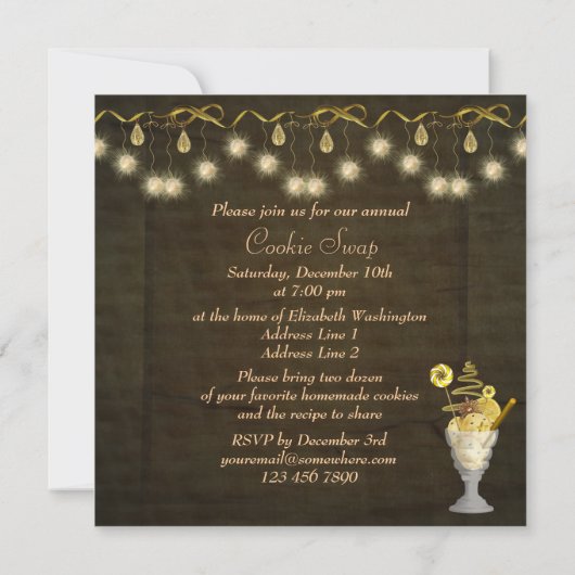 Invitation Échange chic de biscuit de Noël (Dos)