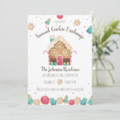 Invitation Échange de biscuits annuel Gingerbread House Holid (Debout devant)