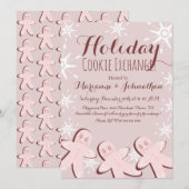 Invitation Échange de biscuits Arbre de Noël de Noël Rose (Devant / Derrière)