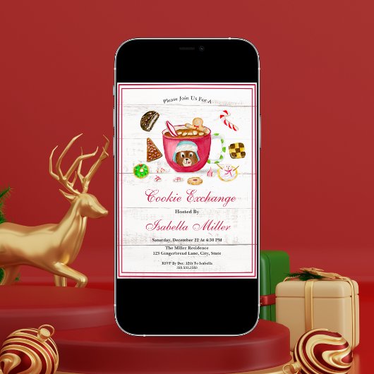 Invitation Échange de biscuits au chocolat d'aquarelle