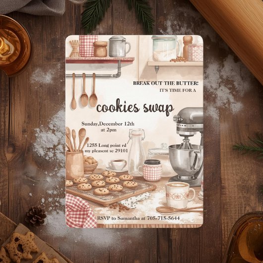 Invitation « Échange de biscuits de cuisine rustique »