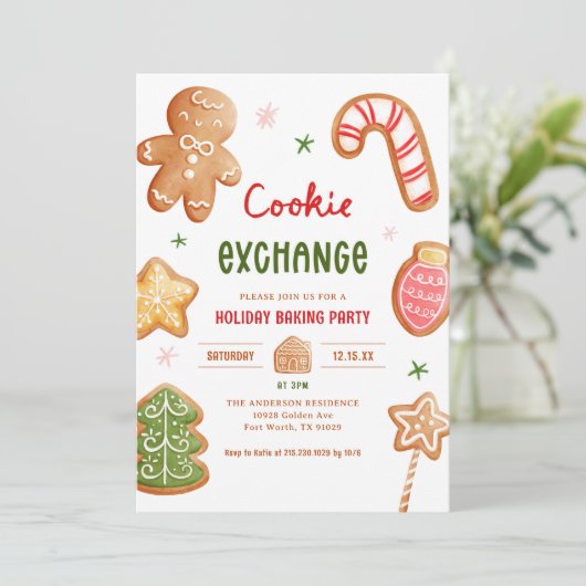 Invitation Échange de biscuits de fête de Noël (Debout devant)