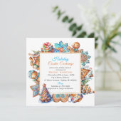 Invitation Échange de biscuits de fêtes de Noël à l'aquarelle (Debout devant)