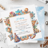 Invitation Échange de biscuits de fêtes de Noël à l'aquarelle