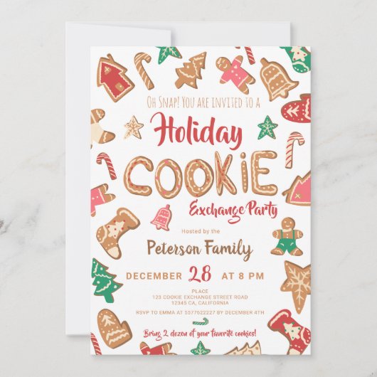 Invitation Échange de biscuits de Noël amusant (Devant)