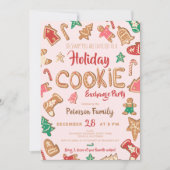 Invitation Échange de biscuits de Noël amusant rose (Devant)