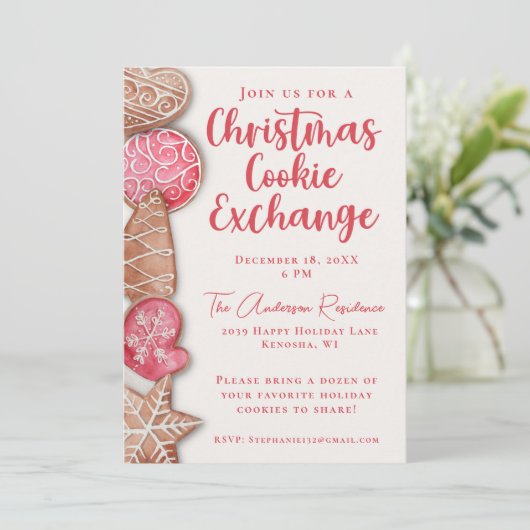 Invitation Échange de biscuits de Noël aquarelle (Debout devant)