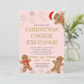 Invitation Échange de biscuits de Noël au pain d'épice rose (Debout devant)