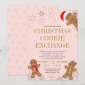 Invitation Échange de biscuits de Noël au pain d'épice rose (Devant / Derrière)