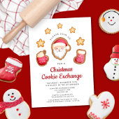 Invitation Échange de biscuits de Noël avec le Père Noël roug
