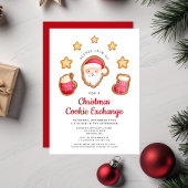 Invitation Échange de biscuits de Noël avec le Père Noël roug