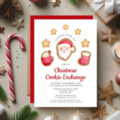 Invitation Échange de biscuits de Noël avec le Père Noël roug