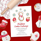 Invitation Échange de biscuits de Noël Bonhomme de neige roug