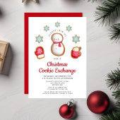 Invitation Échange de biscuits de Noël Bonhomme de neige roug