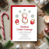 Invitation Échange de biscuits de Noël Bonhomme de neige roug