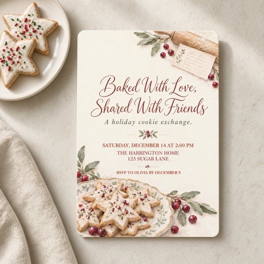 Invitation Échange de biscuits de Noël cuits avec amour