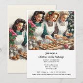 Invitation Échange de biscuits de Noël Dames Rétro  (Devant / Derrière)