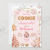 Invitation Échange de biscuits de Noël d'hiver rose Fête (Devant)