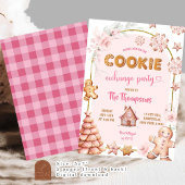 Invitation Échange de biscuits de Noël d'hiver rose Fête