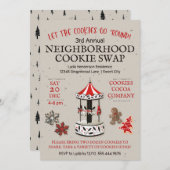 Invitation Échange de biscuits de Noël du carrousel (Devant / Derrière)