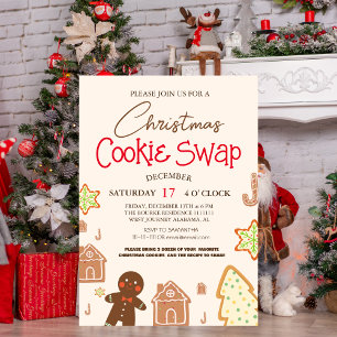 Invitation Échange de biscuits de Noël en forme de bonhomme e