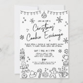 Invitation Échange de biscuits de Noël fantaisistes dessinés  (Devant)