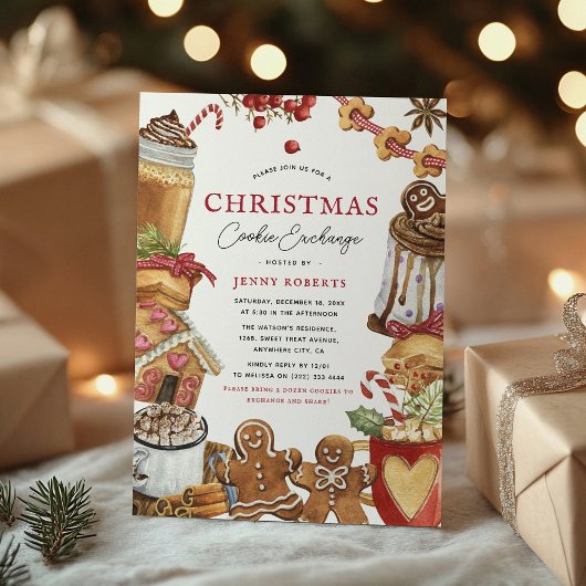 Invitation Échange de biscuits de Noël festifs
