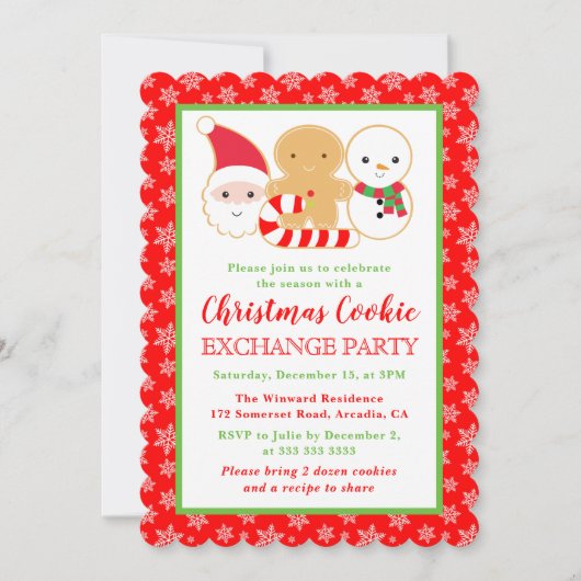 Invitation Échange de biscuits de Noël festifs (Devant)