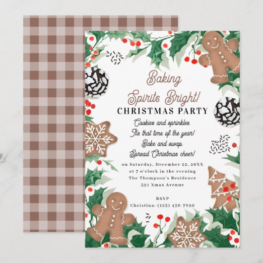 Invitation Échange de biscuits de Noël : l'esprit de la pâtis (Devant / Derrière)