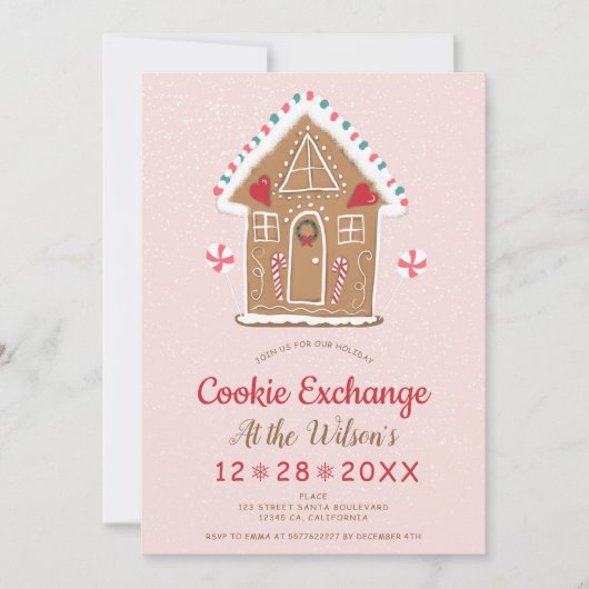 Invitation Échange de biscuits de Noël Maison de pain au ging (Devant)