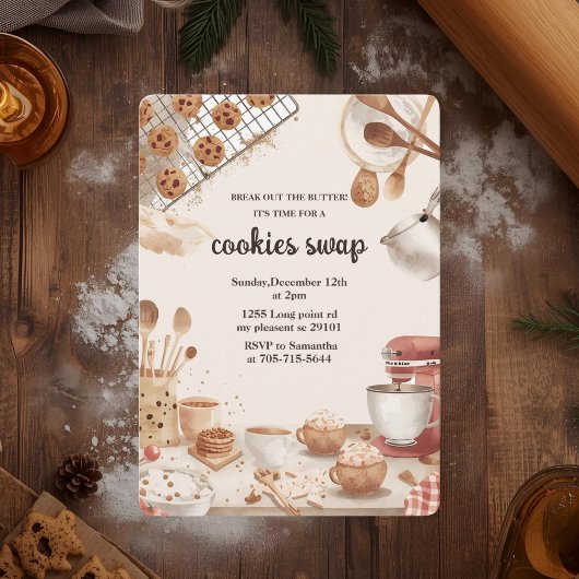 Invitation « Échange de biscuits de Noël neutres »
