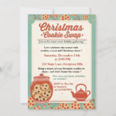 Invitation Échange de biscuits de Noël rétro sarcelle et roug (Devant)